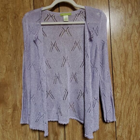 Sigrid Olsen Lavender Open Knit Cardigan Size SP - Picture 1 of 8